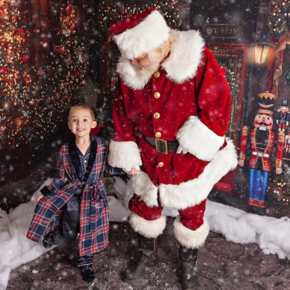 Petite Plume Flannel Robe with Velvet Trim